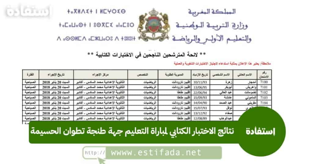 مباراة التعليم جهة طنجة تطوان الحسيمة