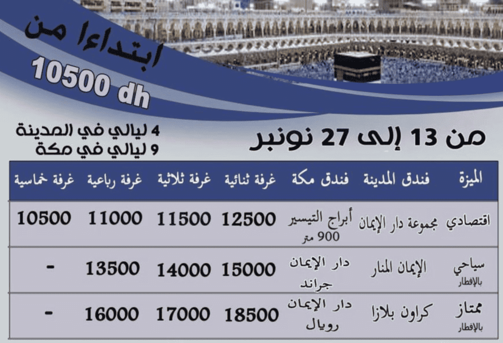 تكلفة العمرة من المغرب إلى السعودية