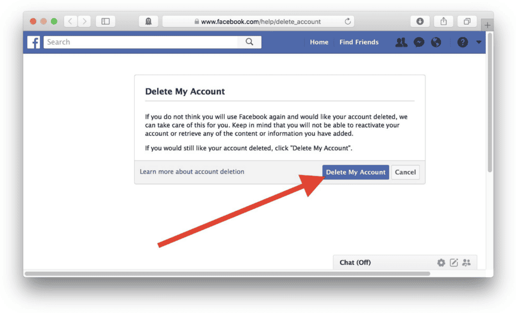 حذف حساب الفيسبوك facebook القديم