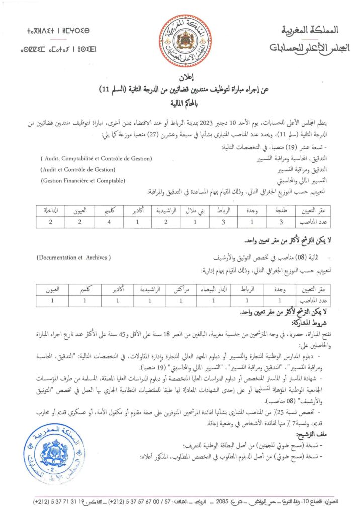 Concours Cour des Comptes 2023 (41 Postes)