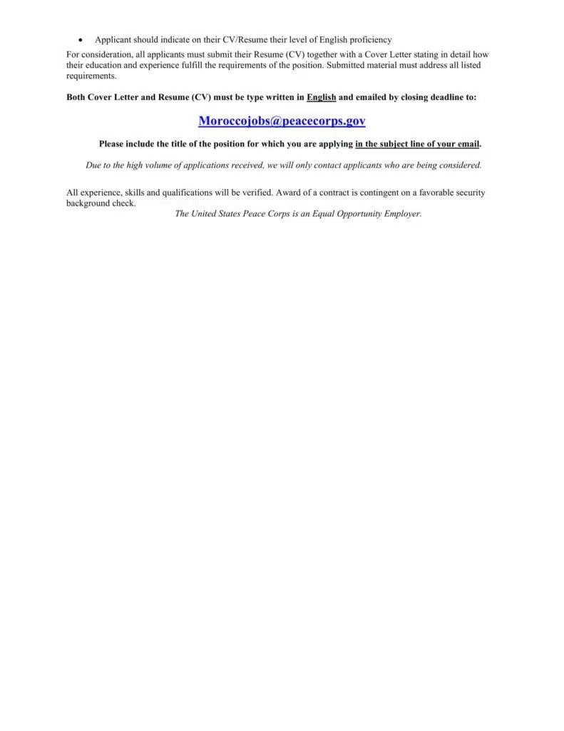 Peace Corps recrute des Chauffeurs Salaire 9783 Dhs