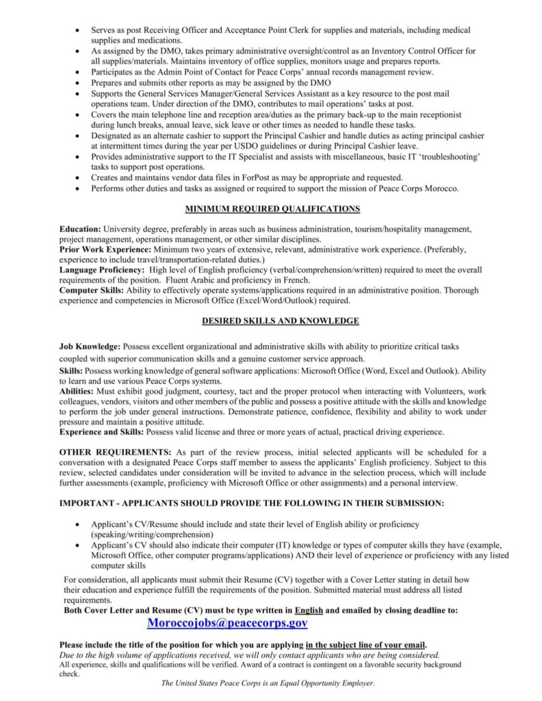 emploi chez Peace Corps