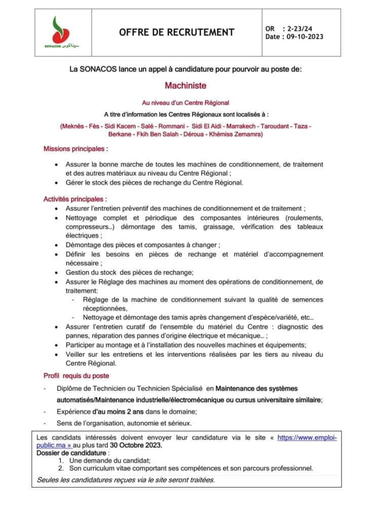 Concours (1) Machiniste