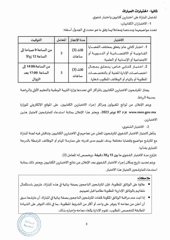 Concours Ministère de l’Education Nationale
