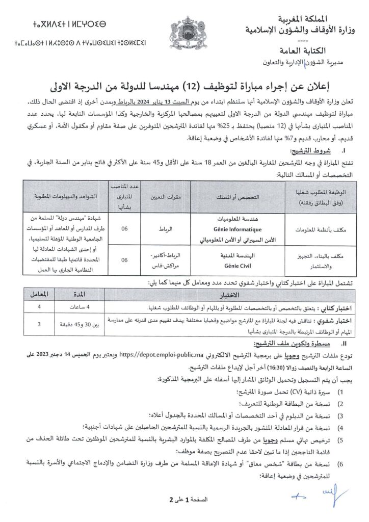 (12) مهندس للدولة من الدرجة الأولى.