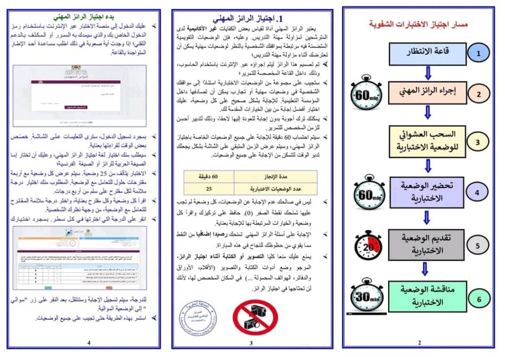 توصيف الاختبارات الشفوية لمباراة التعليم