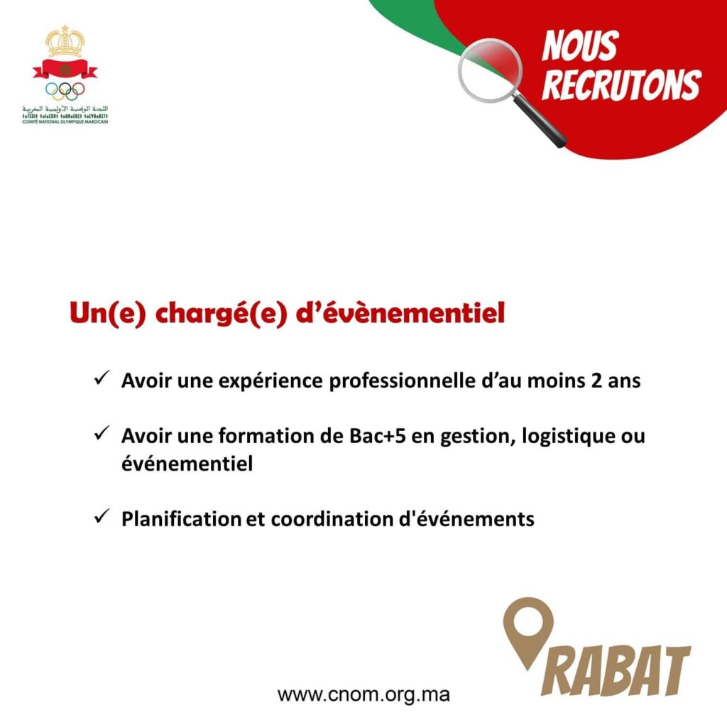 offre d'emploi chez Comité National Olympique Marocain