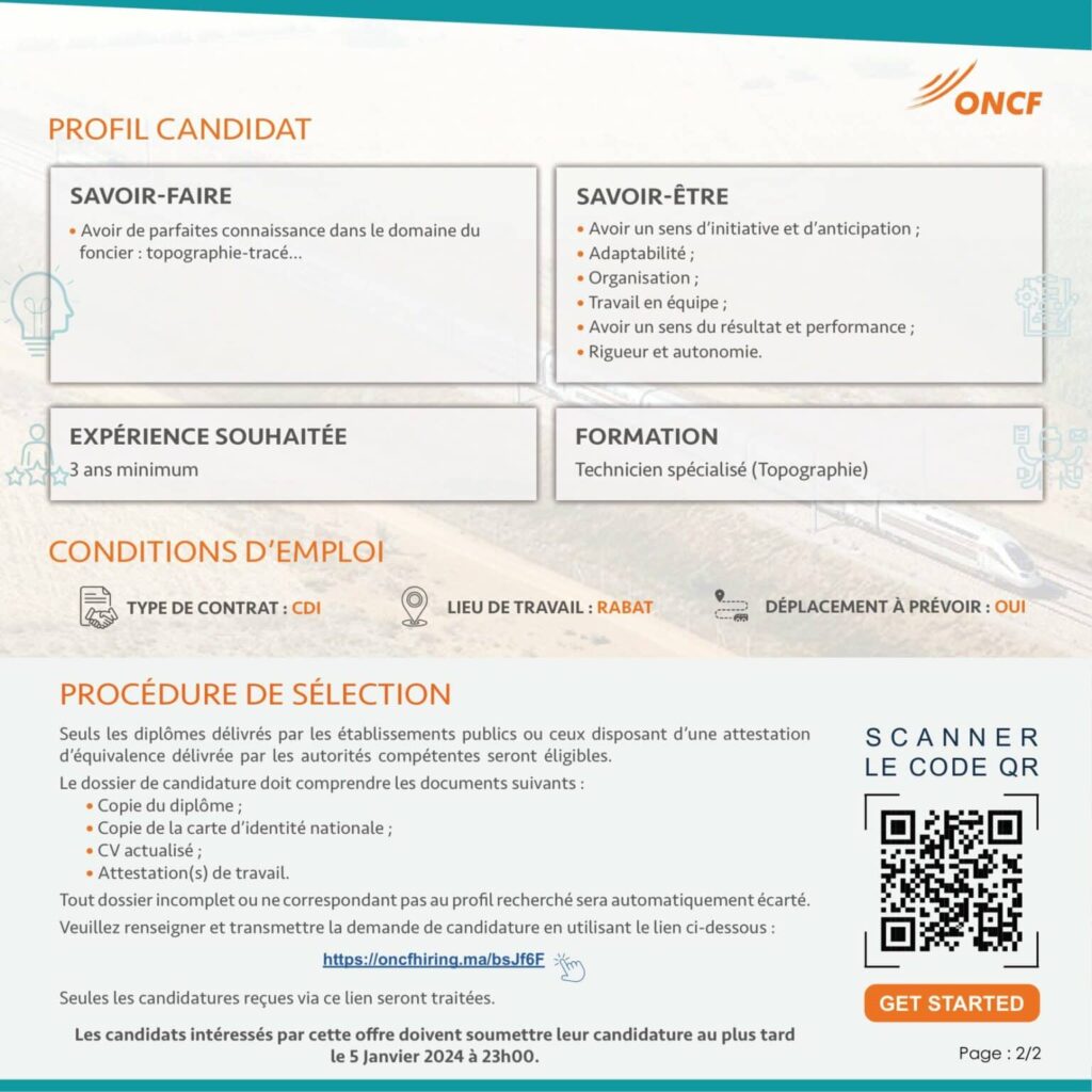 Recrutement chez ONCF