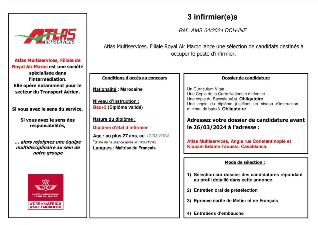 Atlas Multiservices recrute 10 poste