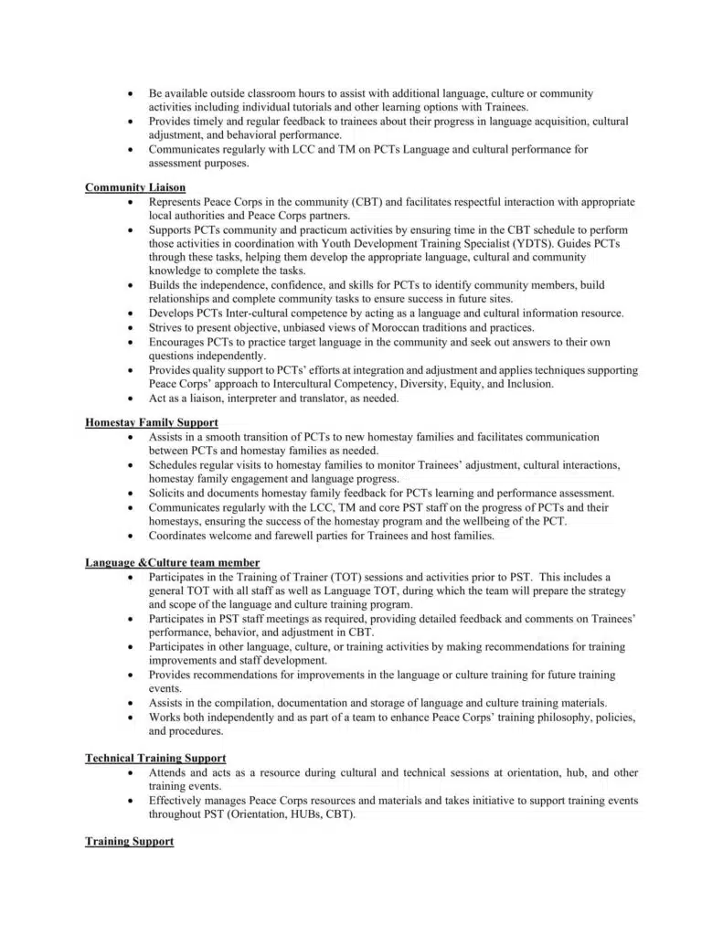Peace Corps recrute 15 postes