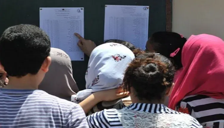 طلاب يتفقدون نتائج الامتحانات على لوحة الإعلانات