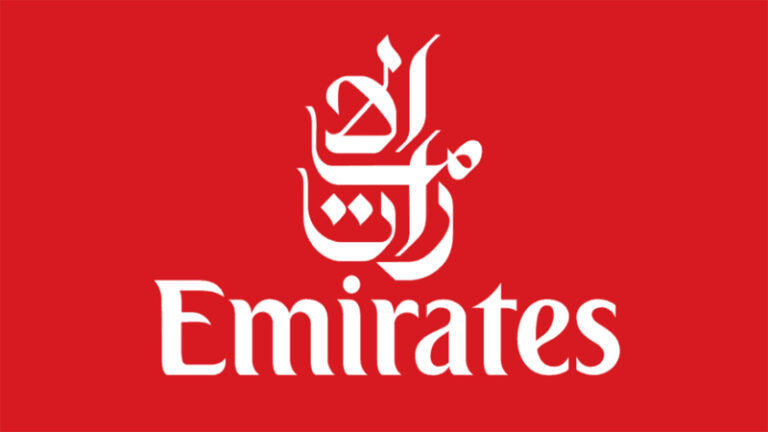 شعار طيران الإمارات باللون الأحمر
