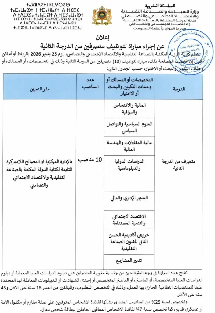 Concours de Recrutement Departement de lArtisanat 2026 page 0001 1
